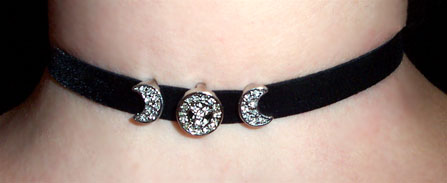 Stretch Velvet Triple Moon Rhinestone Choker
