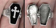 Black Coffin Sterling Poison Ring