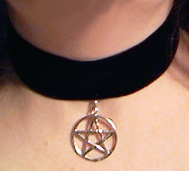 Wide velvet choker with sterling pentacle